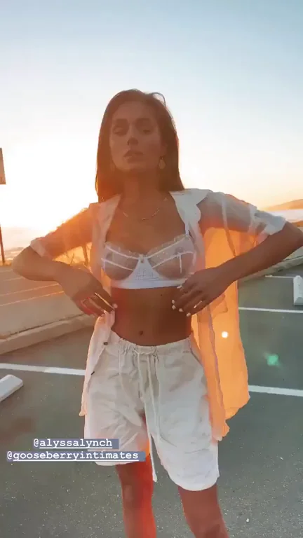 Sunset Tease: Sexy Brunette in Sheer Lingerie Slays 🏖️🔥