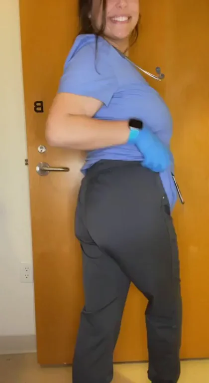 🔥 Nurse's Miracle Cure: Fat Ass Peek in Scrubs! 😏