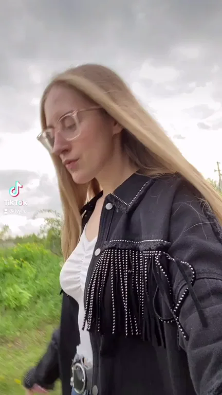 Petite TikTok Slut Teases No Bra Under Open Jacket