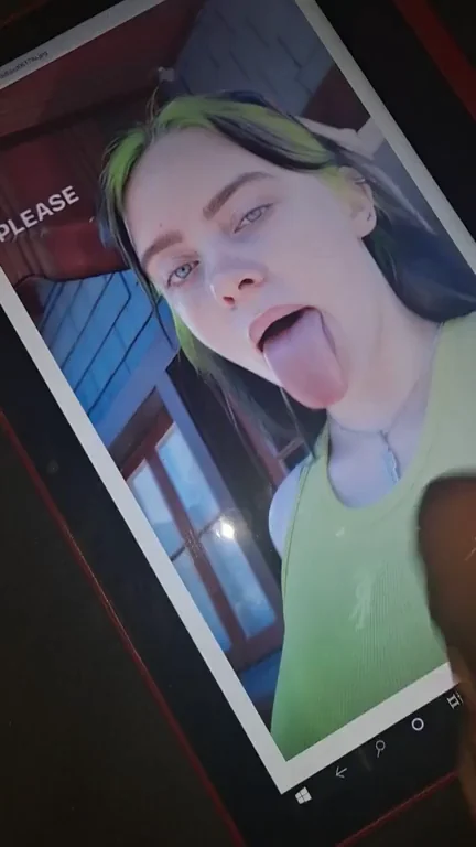 Billie Eilish Begs 'Please' with Slutty Tongue Out on Screen