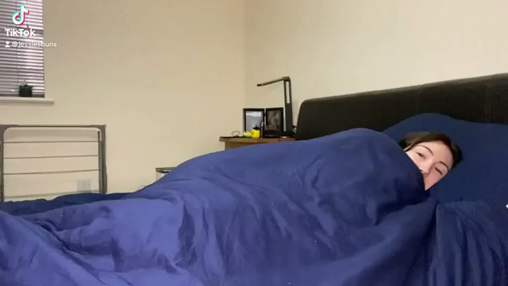 What she's hiding under the blanket