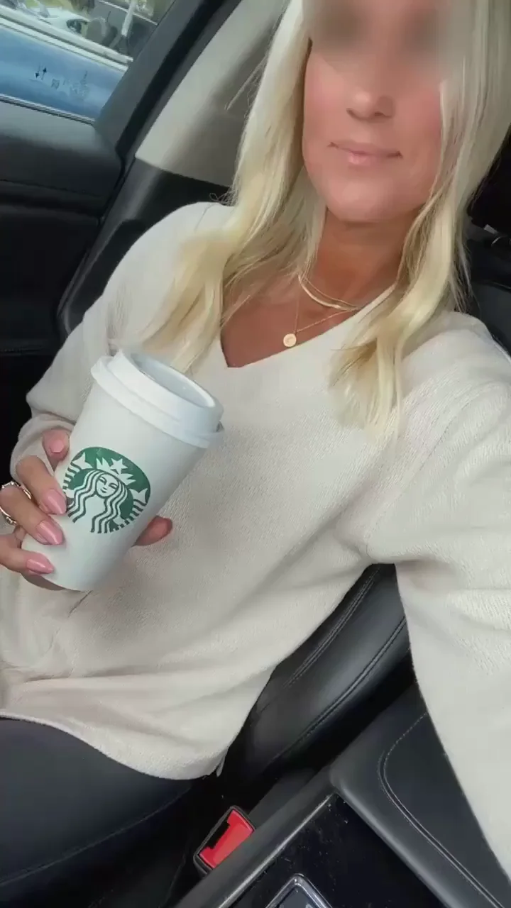 Blonde MILF Teasing in Starbucks Lot Car Fuck Vibes