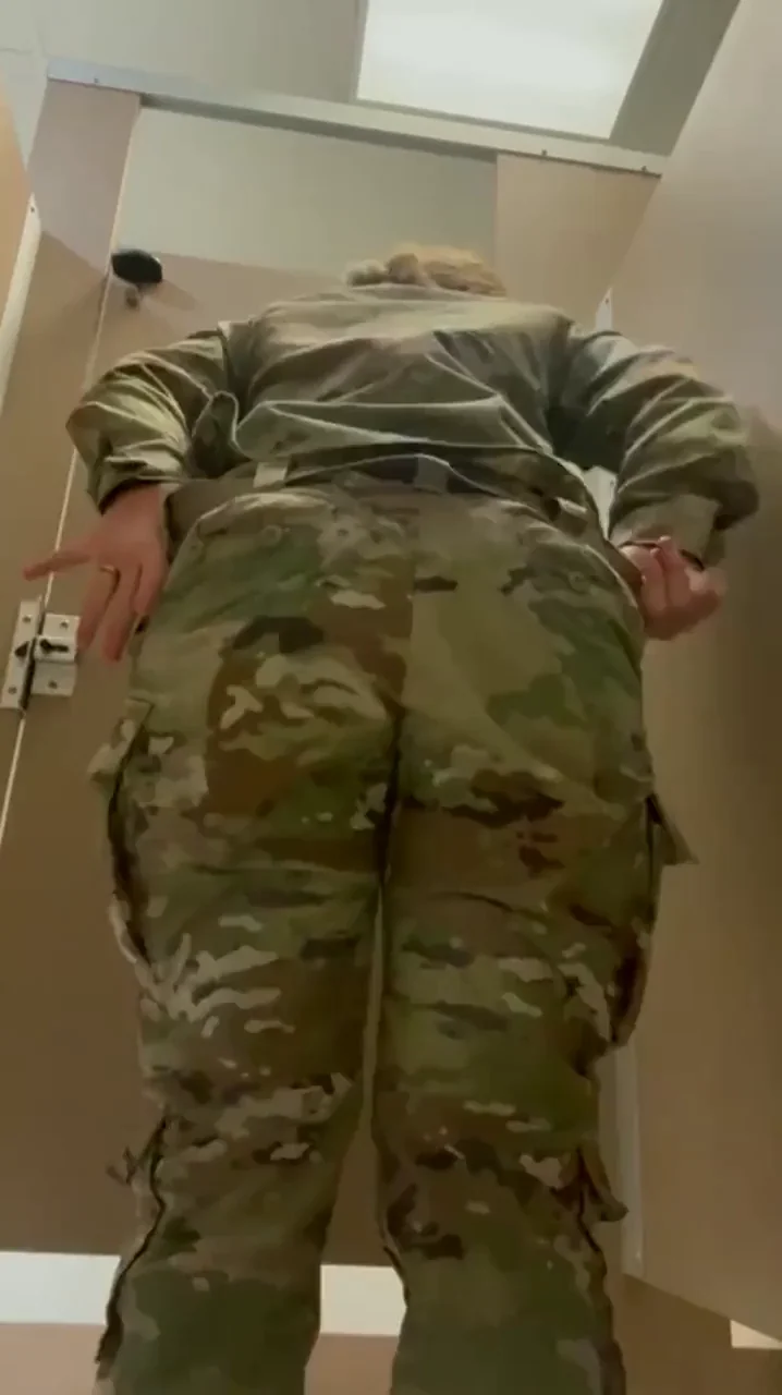 Military Slut Shakes Her Fat Camo Ass in the Barracks