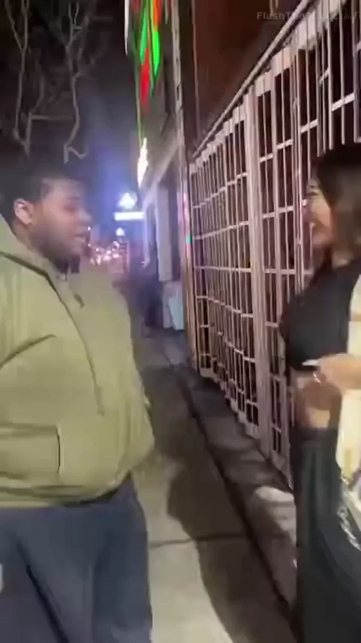 Slutty Street Tease: Flashing Perky Tits at a Chunky Stranger