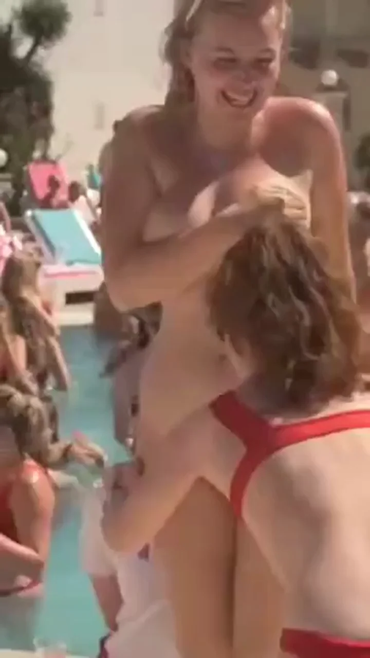Buddies Rip Towel Off Slutty Babe at Pool Bash 😈💦
