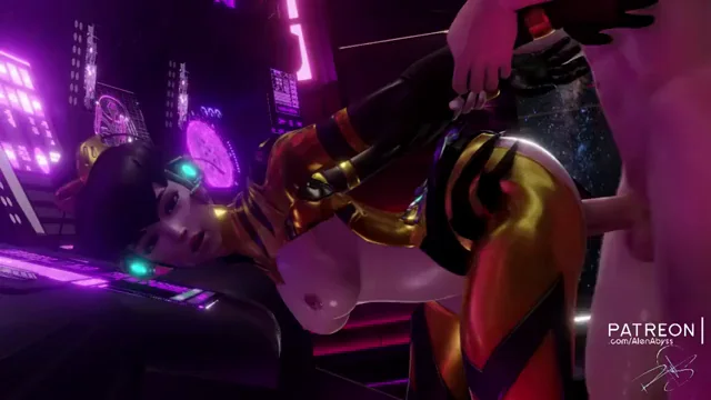 D.Va B.Va Gets Pounded in Neon Glow - AlenAbyss Overwatch Hentai Slam