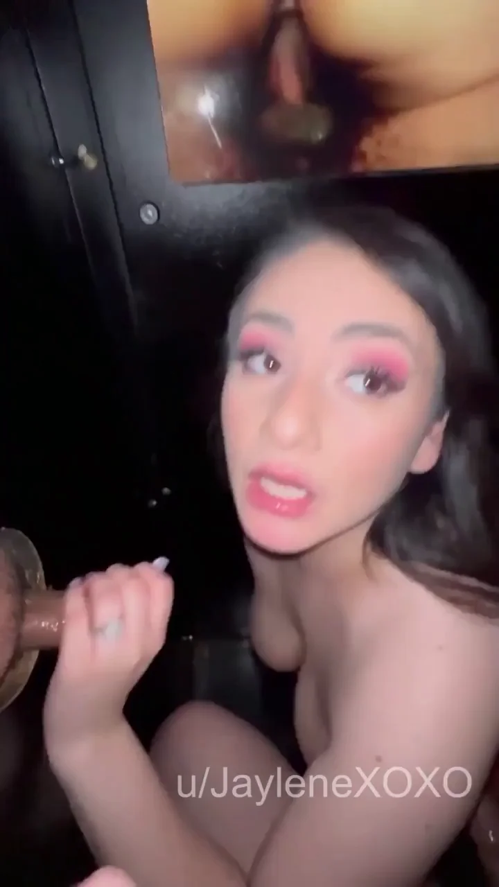 Making a stranger at the glory hole cum and draining him all over my big tits. I was so proud that I made him cum as soon as I put my mouth on it that I looked up at my husband like "you seeing this!"