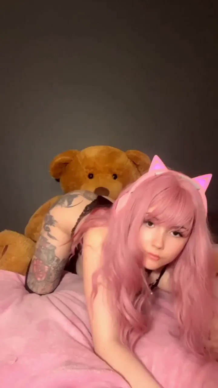 Horny Pink-Haired Geeky Slut Teases with Teddy 😻💦