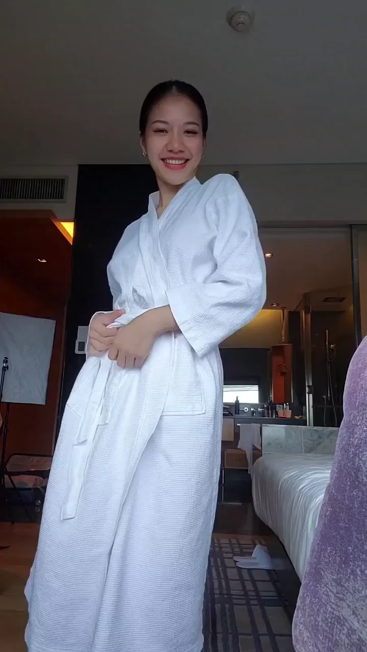 Hot Asian Slut Teases Under Her Robe Before Sucking and Swallowing Cum