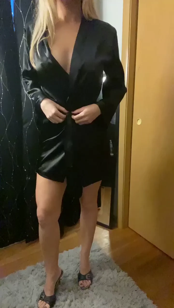 My black silky robe was hiding my milf body