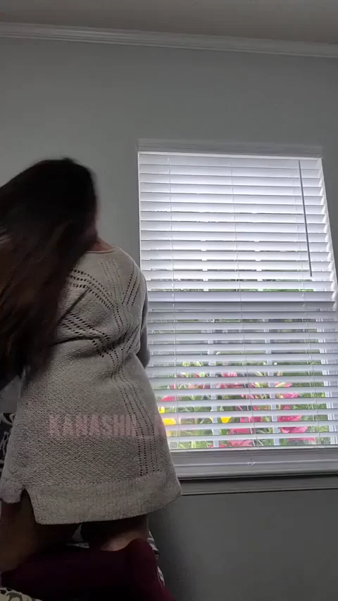 Slowly life my longer sweater to show my ass