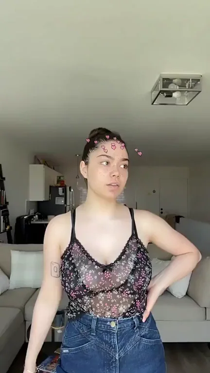 Auli’i Cravalho Teasing in Sheer Lace Top and Tight Jeans