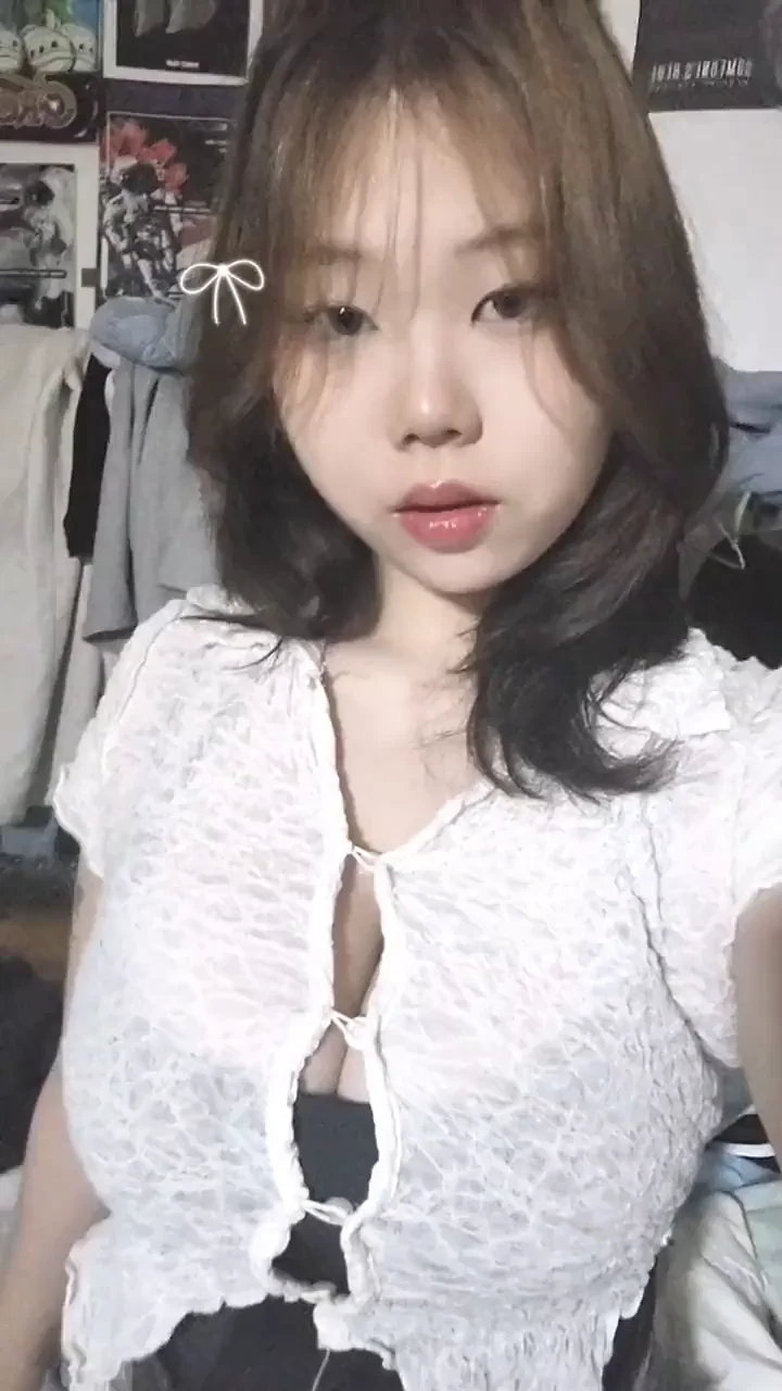 Cute Asian Teen's Massive Tits Tease in Lacy Top