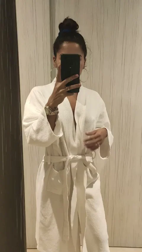Petite Cutie Teases in Open Robe, Flashing Tits and Ass All Night
