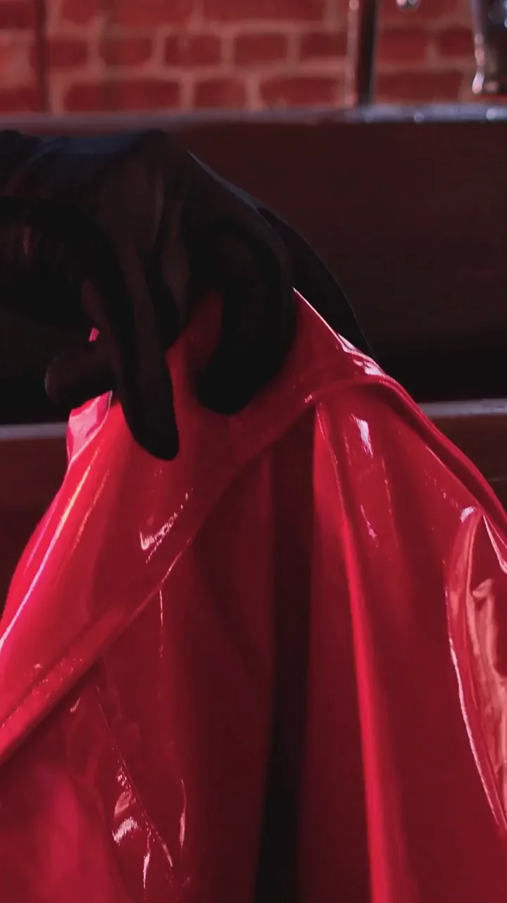 Shiny BBW MILF's Slick Red Latex Tease Moments 🔥🍑