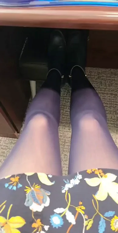 Slutty Sheer Pantyhose Tease: Office Desk Crotch Split for Cake Day
