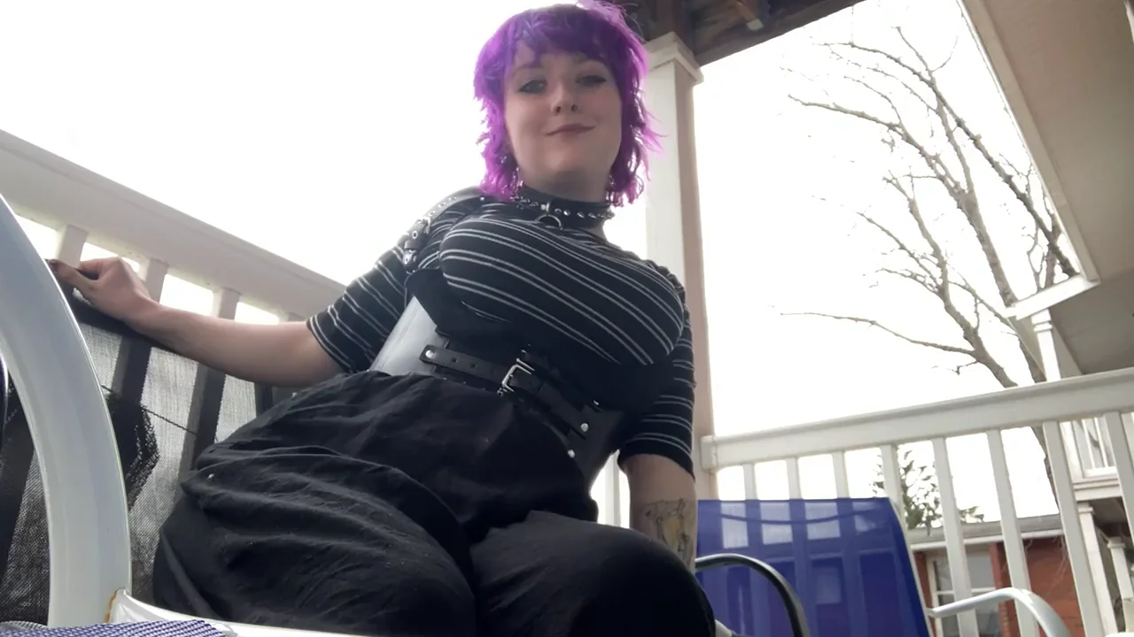 Goth Pixie with Massive Tits Teasing Outdoors
