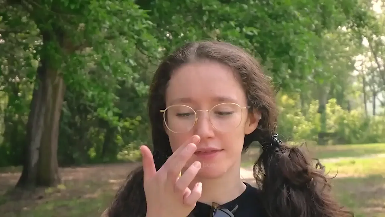 Cum-Smeared Slut's Park Parade: Glasses Geek Flaunts Fresh Load