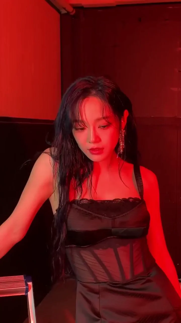 🔥 Kim Sejeong's Sheer Slutty Tease in Red Light Glow 💦