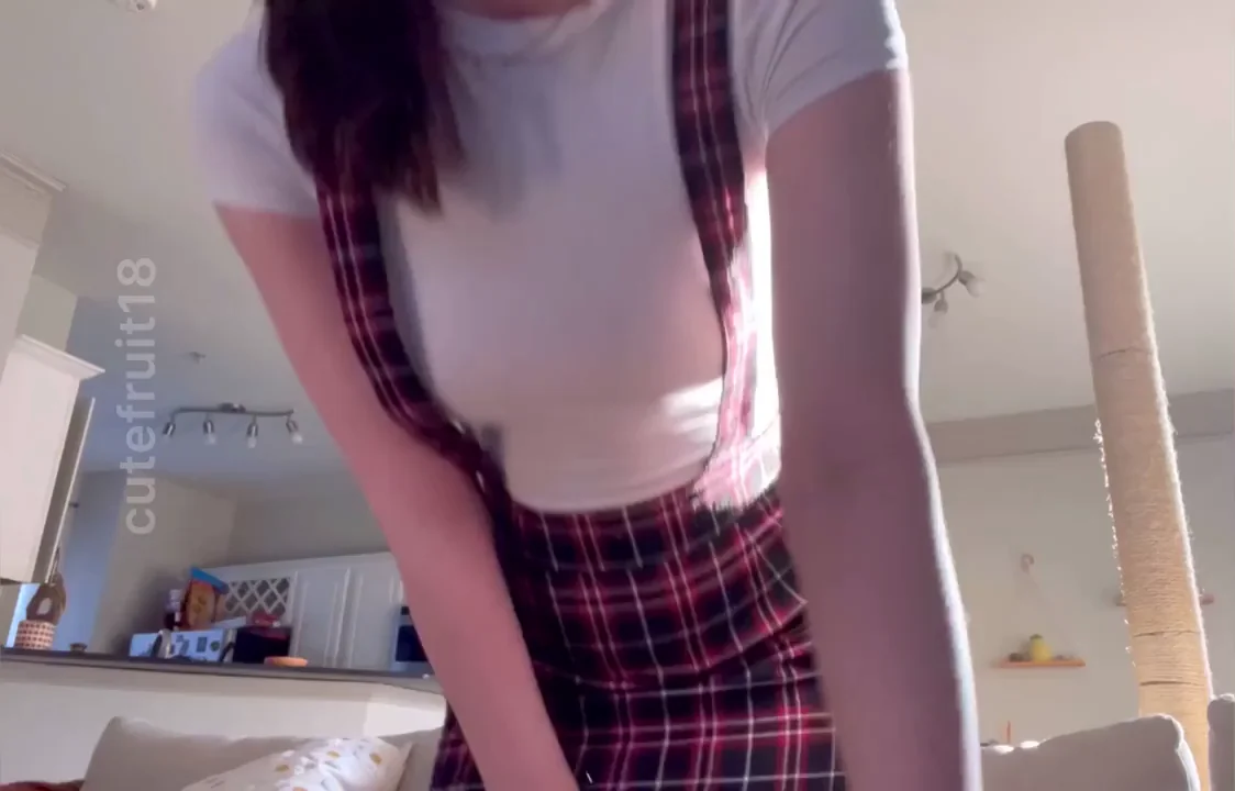 PAWG Slut's Bare Pussy Under Tiny Plaid Skirt Tease