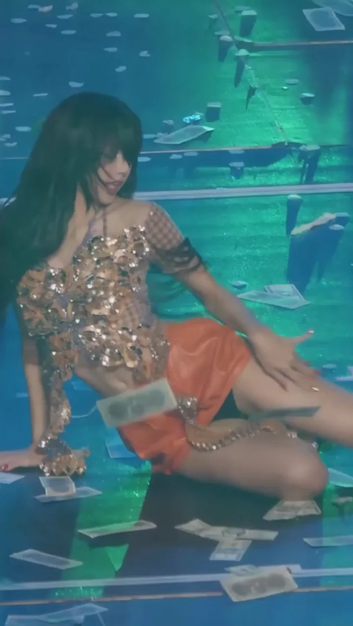 Lisa's K-Pop Stripper Tease: Cash Rain on Slutty Curves