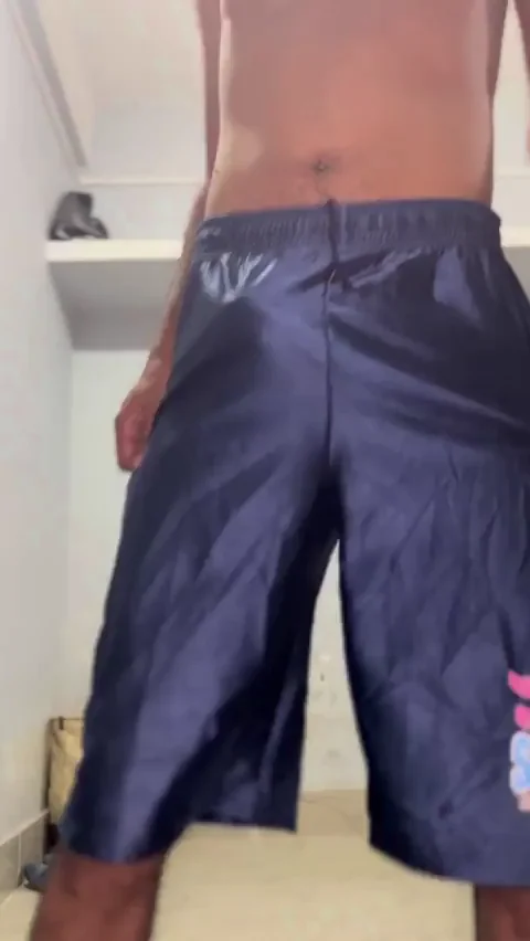 Desi Stud's Shiny Shorts Cock Tease & Thick Reveal