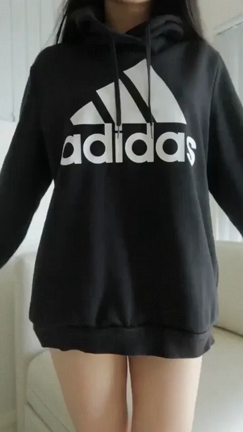 Peelin' Off My Adidas Hoodie to Flash My Tight Pussy & Perky Tits 😈🍑