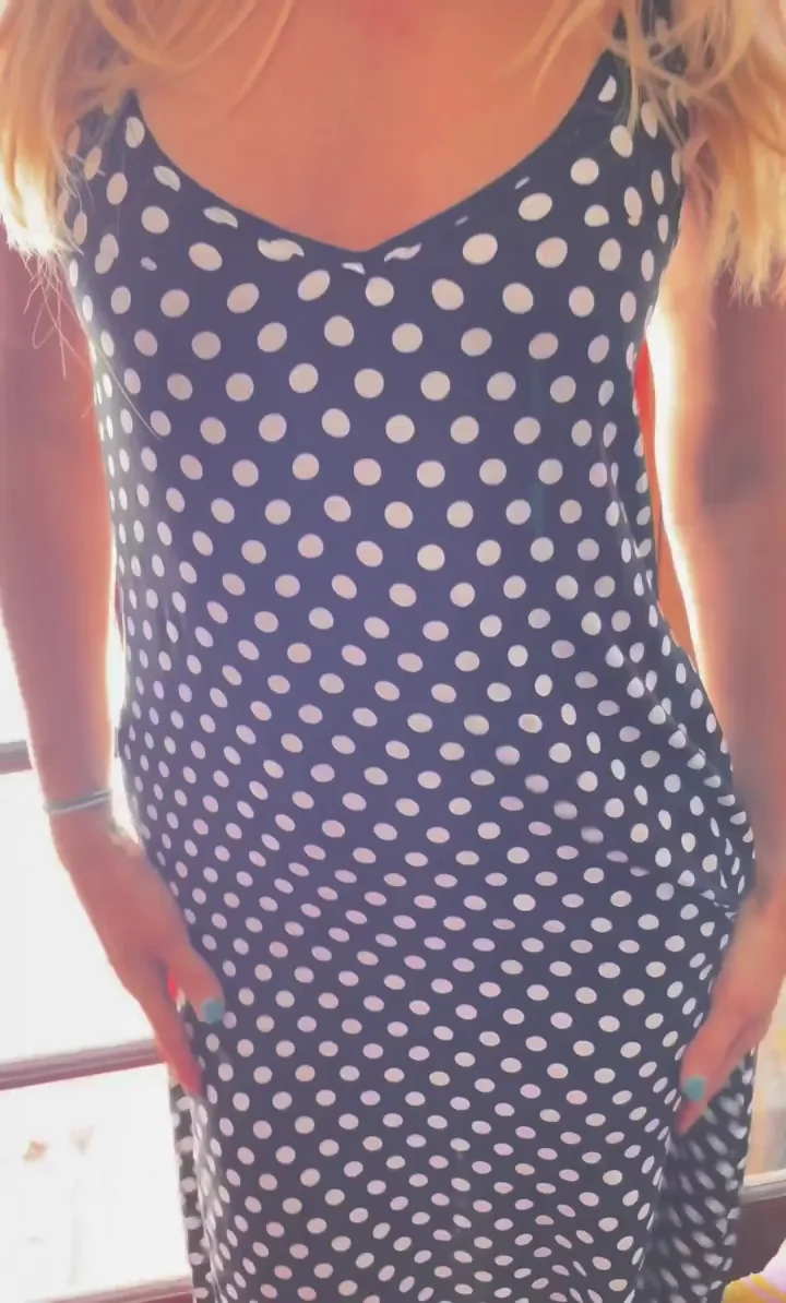 Milf Teases with Nipples Popping thru Polka Dot Dress 😈👀