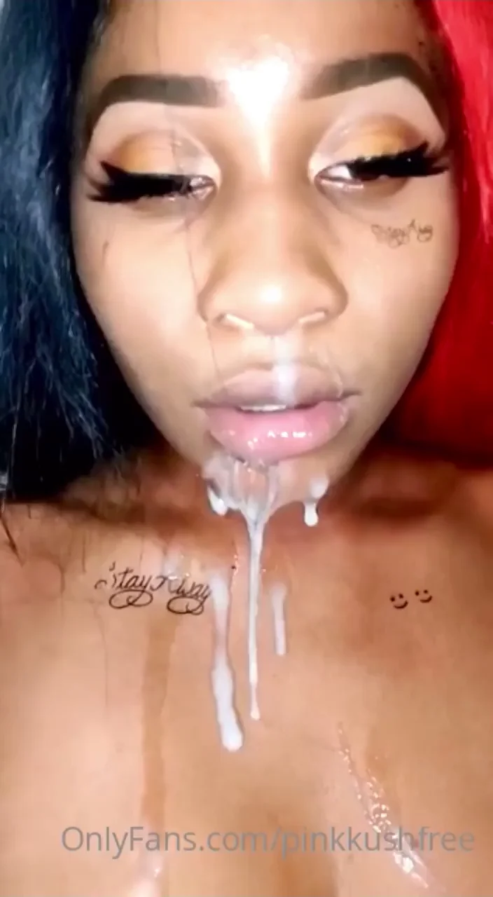 Petite Ebony Babe Dripping in Thick Cum Loads