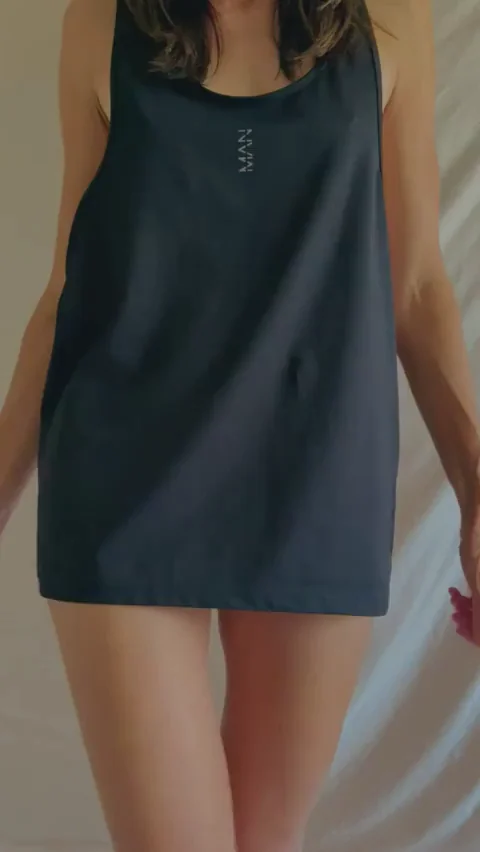 46yo Slut Strips Out of Oversized Man's Shirt, Baring Tits and Pussy