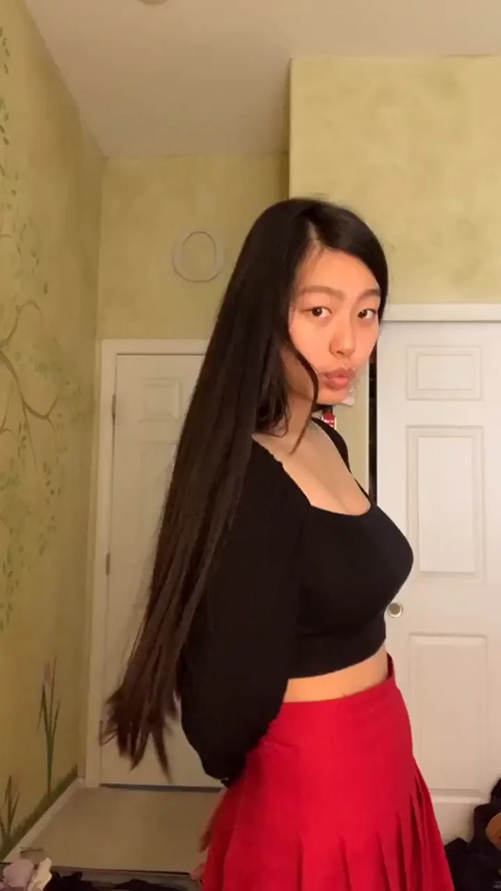 OL69 Asian Teen's Massive Tits Tease in Red Skirt 😈🍒