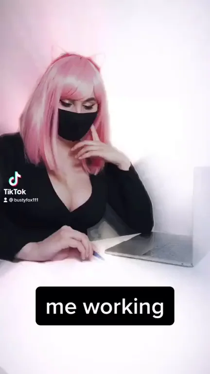 Pink-Haired Office Slut's Massive Tits Spill Out at Work 😏