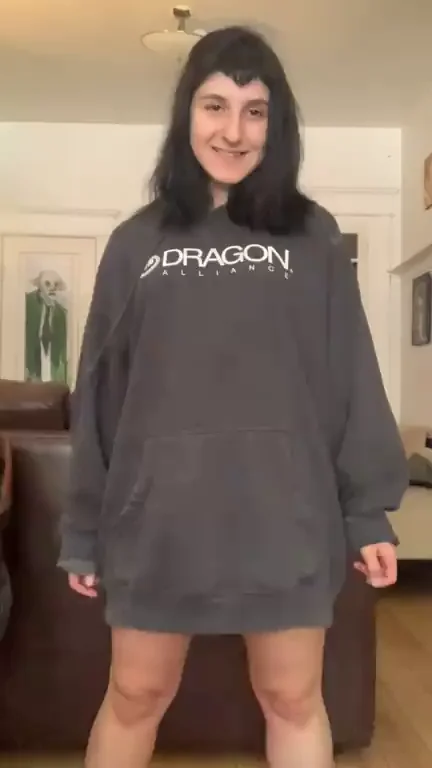 Insecure No More: Alt Babe Flashes Her Perky Tats and Tits in Oversized Hoodie Tease