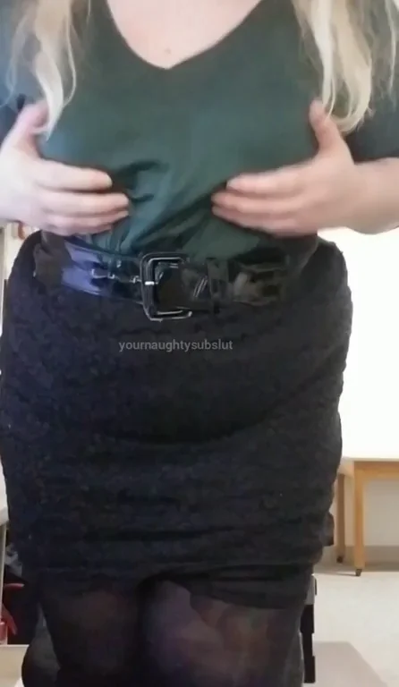 Thick Blonde Bombshell Teases in Green Top & Sheer Pantyhose Ass Flash