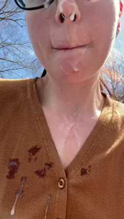 Outdoor Cum Facial Aftermath Slut Showoff 😈💦☀️
