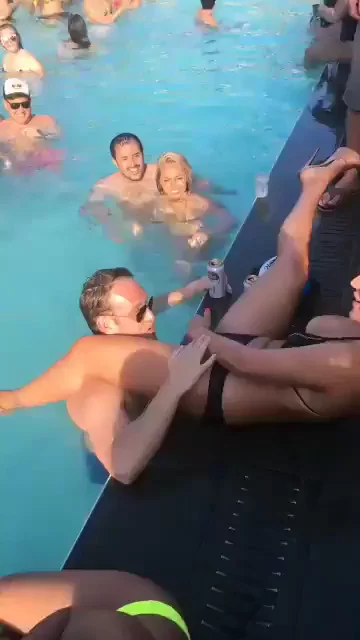 Spring break slut cums at pool party