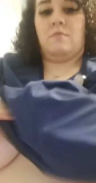 Thick BBW Nurse Flashes Her Juicy Tits at Work While Anime Plays 🍑📱💦