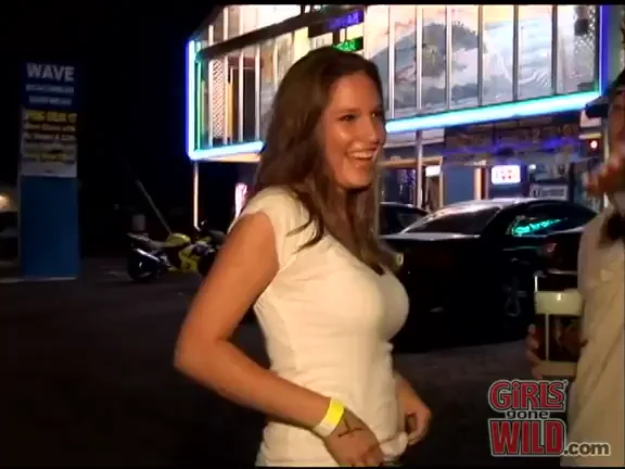 Hottie happy to flash for her friends!