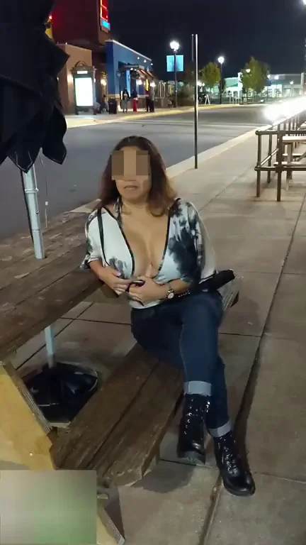 Playing With My Big Titties While Waiting To Be Seated For Dinner