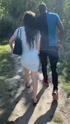 Hotwife's Naughty Trail Tease with BBC Stud 😈🍑🌳