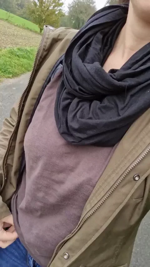 Proud MILF Flashes Massive Tits in Public Park Tease