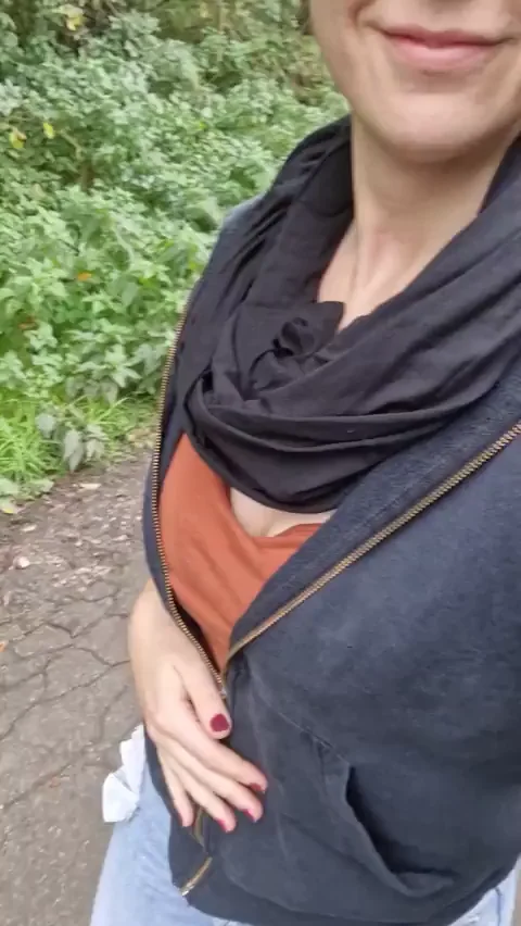 MILF Flashes Massive Tits in Public Park Tease