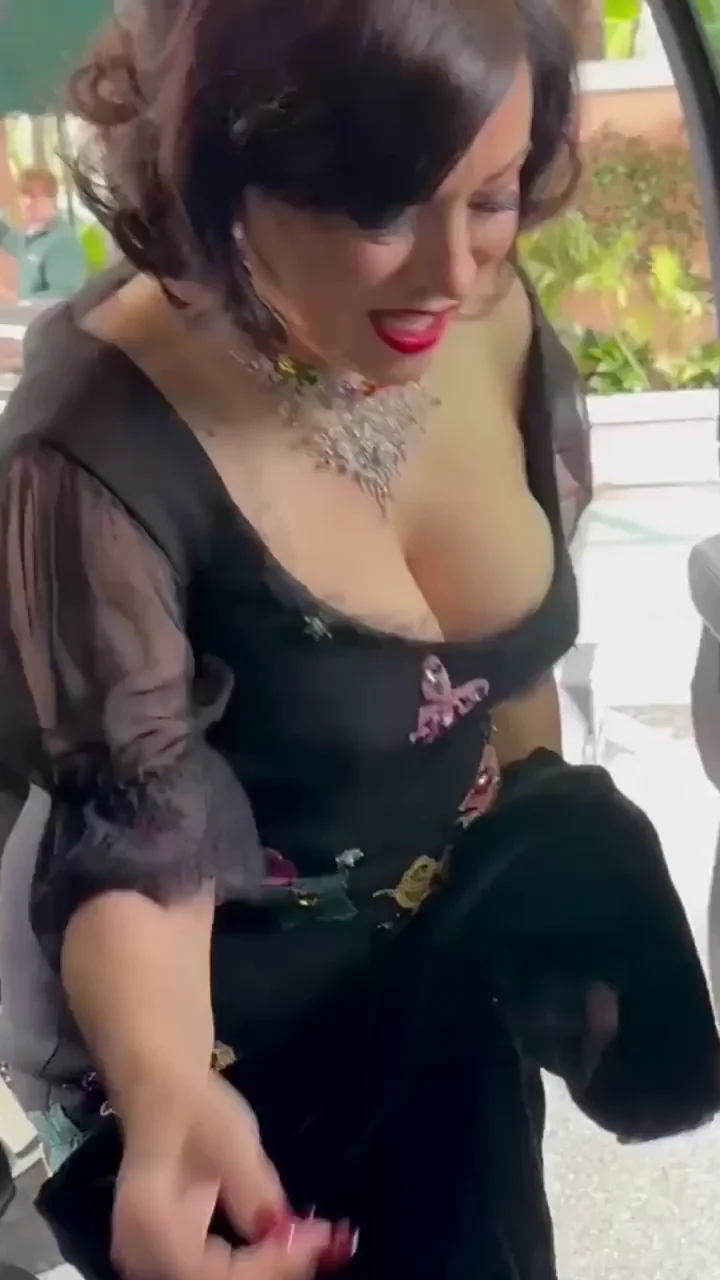 Jennifer Tilly's Juicy Big Tits in Sheer Dress Car Tease 😍🍒
