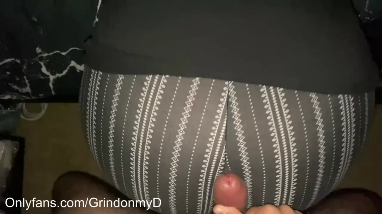 Big ass grinding on cock ends with cum on her flare pants [OC]