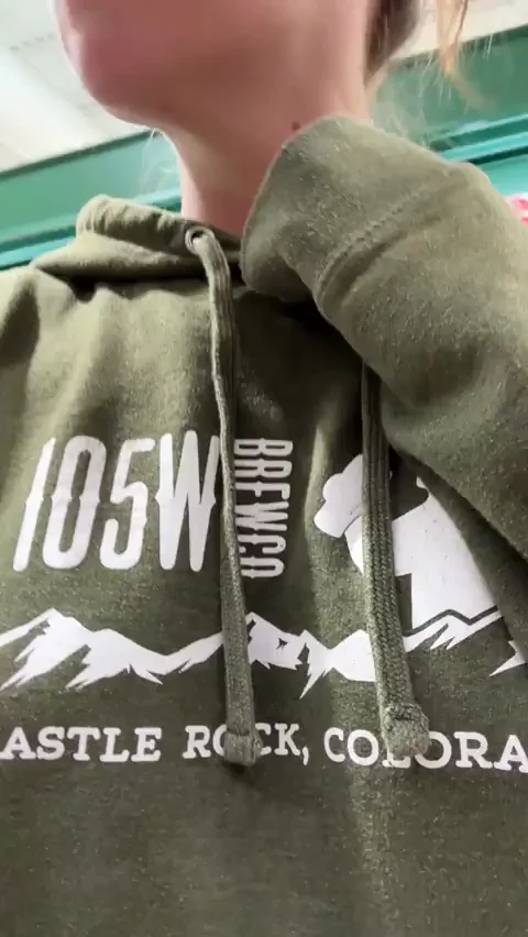 Hoodie Flash & Quick Tit Tease at the Store! 😈🍈🍈 [GIF]