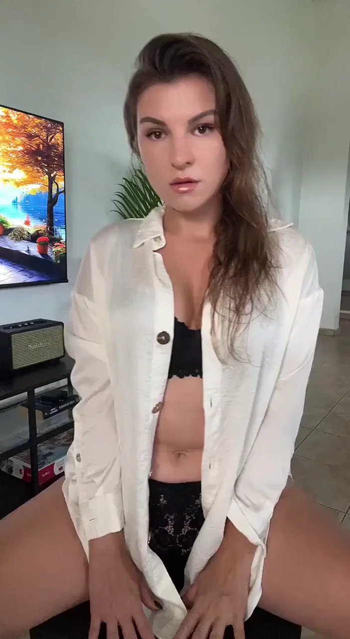 Cute Slut in Sheer Shirt Teases Dripping Pussy Spread