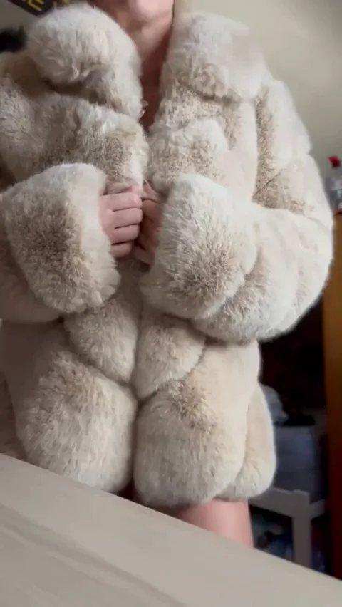 🎉 Birthday Babe Rocks Her Naughty Birthday Suit Fur Coat Tease 🔥