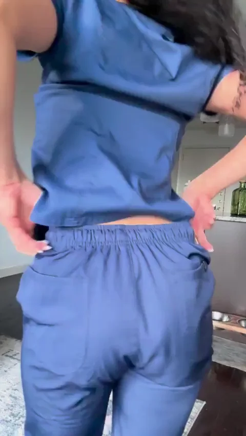 No Panties Nurse Tease 🍑💦 Ebony Thick Ass at Work