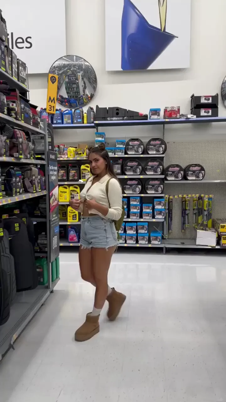 Horny Slut Flashes Small Tits in Store Aisle