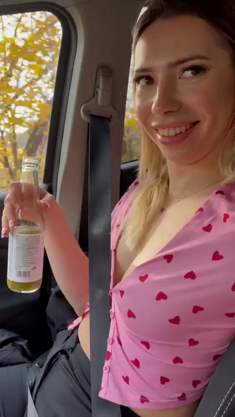 Petite Blonde's Car Surprise 🍸💦 Public Tease Hope You Jerk It